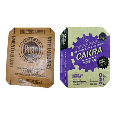 高引張強度PP織布ブロックボトムバッグ、50kgセメント包装用バルブ付き