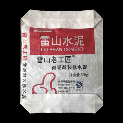 セメント包装用クラフトカラーPP織バルブバッグ、ブロックボトム付き