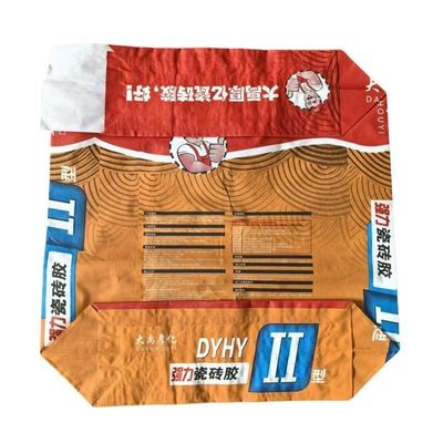 カスタム表面印刷2プライ80GSM紙セメント袋 1プライフィルム多層紙防湿 20KGタイル接着剤用 長持ち