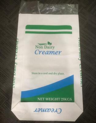 食品グレード紙製、25kg非乳製品クリーマー用、開口部あり、ブロックボトムバッグ